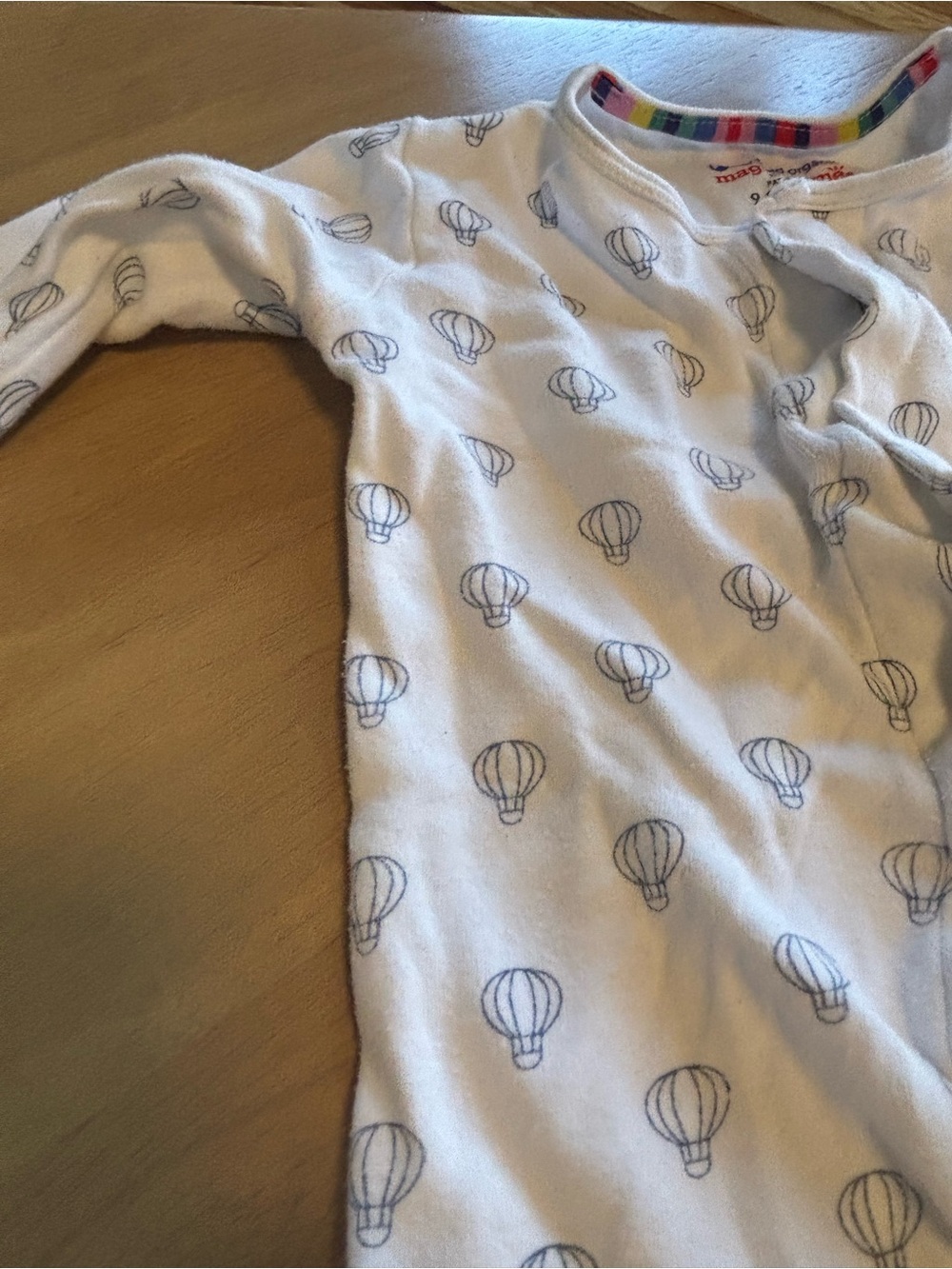 Magnetic Me Organic Cotton White Pajamas with Blue Hot Air Balloon Print